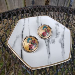 2/$12 Vintage floral cloisonne butterfly earrings